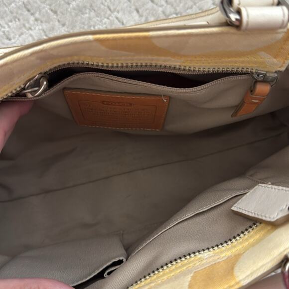 Coach Y2K butter yellow Signature Double Handle Handbag satchel horsebit - Picture 10 of 14